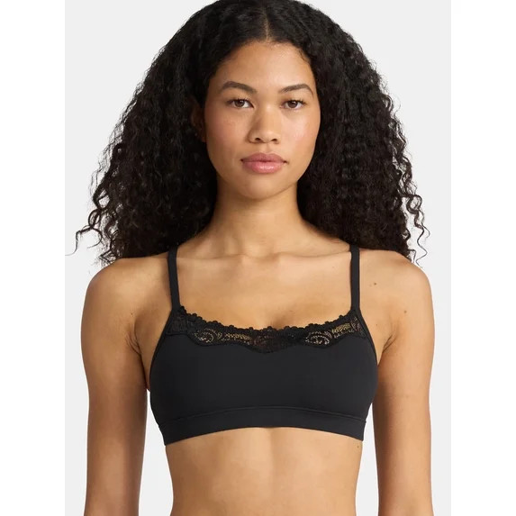 No Boundaries Fit Stretch Scoop Bralette with Lace, Women's XS-3XL | Walmart (US)