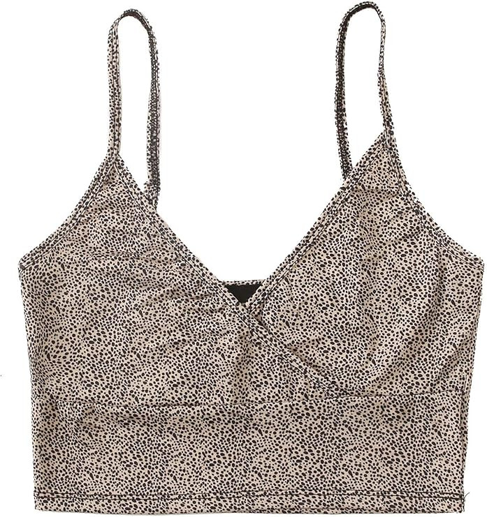 SweatyRocks Women's Casual Leopard Print Warp Surplice Front Spaghetti Strap Cami Top | Amazon (US)