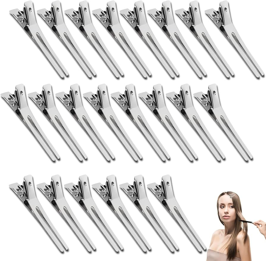 100PCS Silver Double Prong Metal Hair Curl Clips 4.6CM 1.81In Alligator Hairpins for Styling Sect... | Amazon (UK)