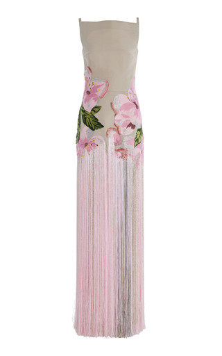 Fringed Embroidered Faille Gown | Moda Operandi (Global)