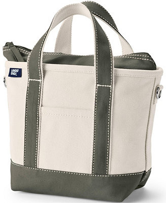 Lands' End Small 3 Pocket Zip Top Canvas Tote Bag - Macy's | Macy's