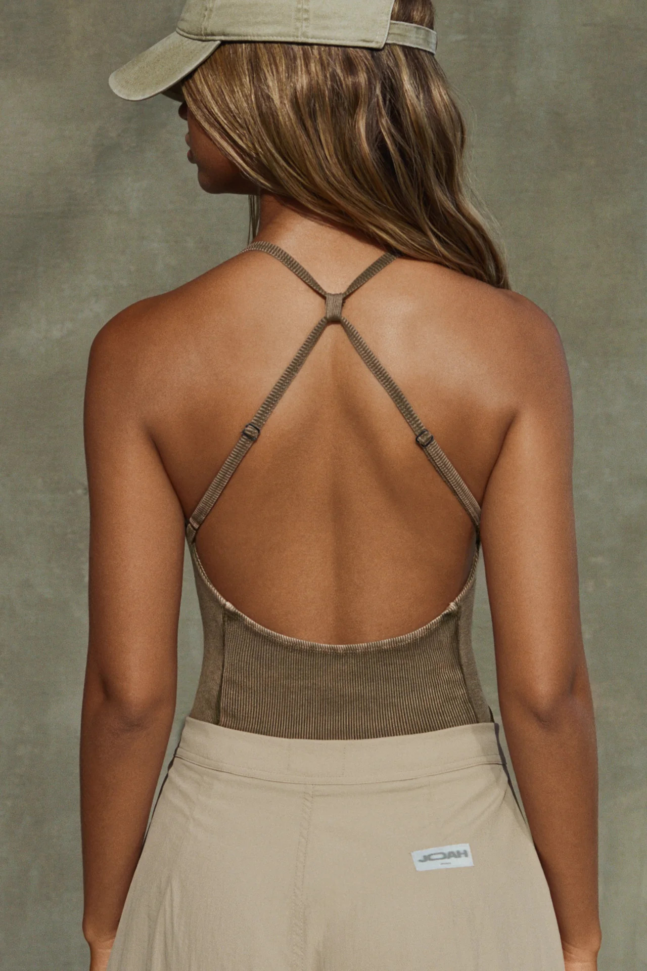 Cross Back Cami- Sepia Washed Rib | Joah Brown