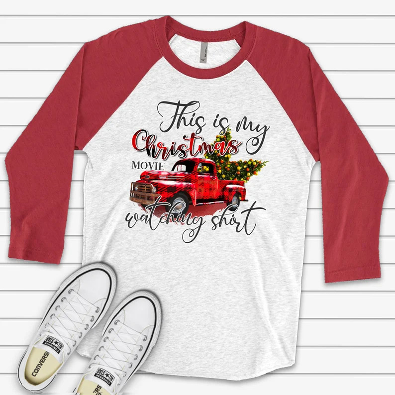 Christmas Raglan This is My Christmas Movie Watching Shirt - Etsy | Etsy (US)