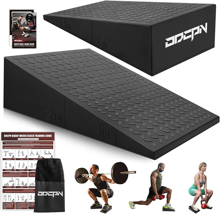 Squat Wedge Block, 2 Pcs Non-slip Heel Elevated Squat Wedge for Weightlifting Workout with Storag... | Amazon (US)