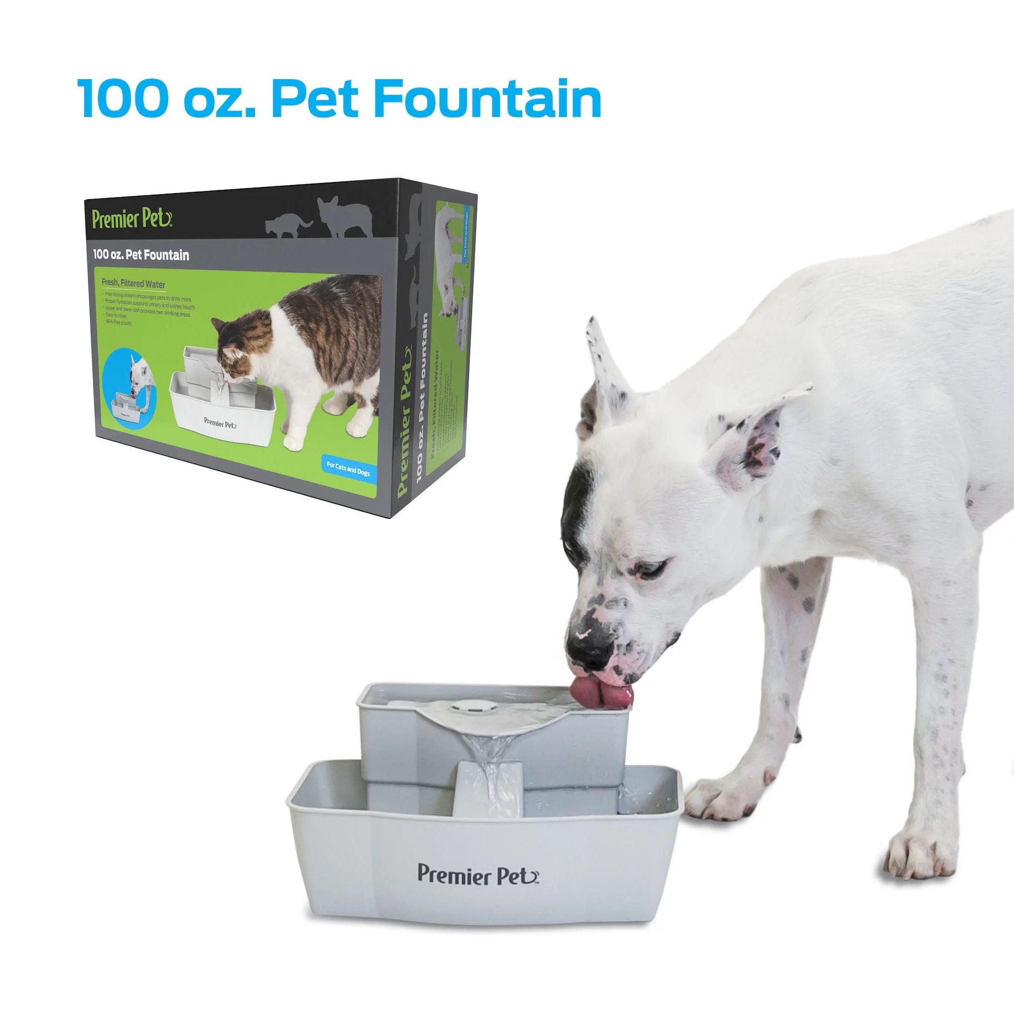 Premier Pet 100 oz. Pet Fountain - Automatic Water Fountain for Dogs and Cats | Walmart (US)
