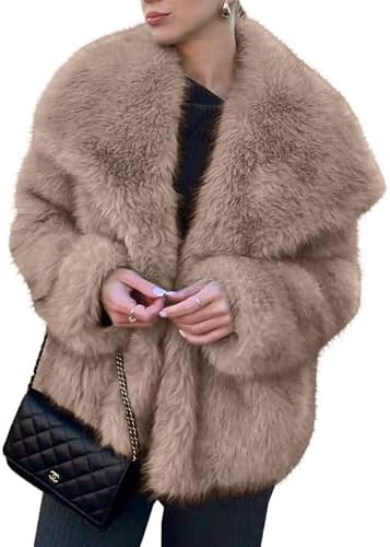 Simplee Womens Faux Fur Coat Long Sleeve Fluffy Lapel Shaggy Jacket Winter Casual Warm Fuzzy Shor... | Amazon (US)