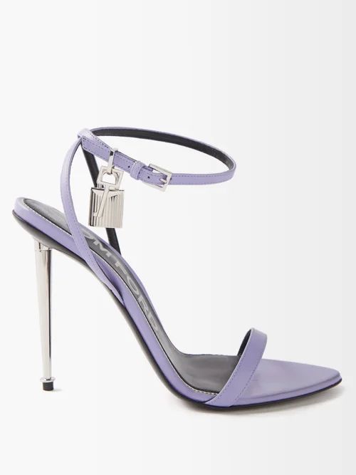 Tom Ford - Padlock Leather Stiletto Sandals - Womens - Purple | Matches (US)