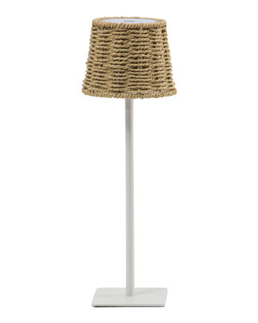 14x4in Wicker Shade Rechargeable Tabletop Lamp | TJ Maxx