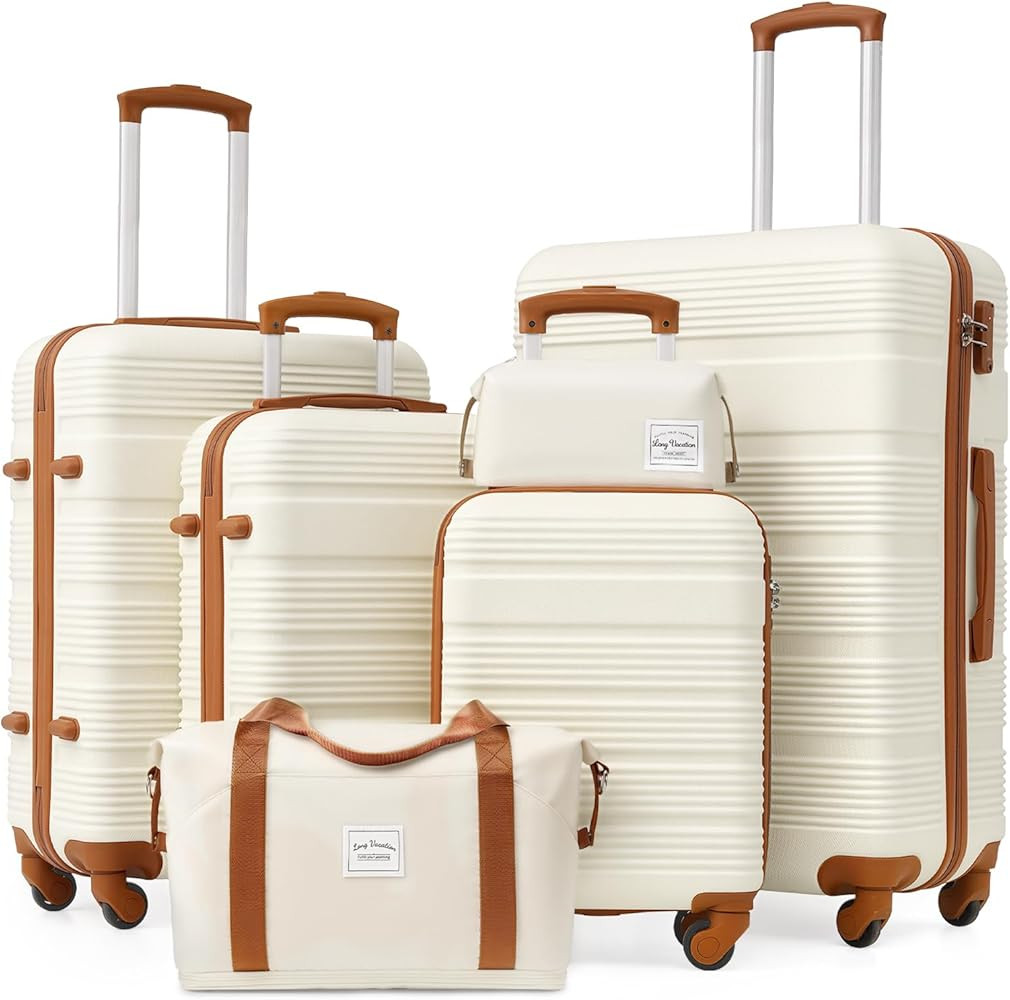 LONG VACATION 6 Piece ABS+PC Hardshell Luggage Set with Spinner Wheels, Lightweight suitcase set ... | Amazon (US)