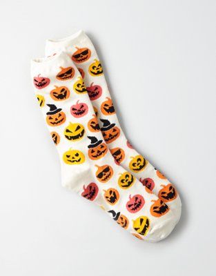AEO Emoji Pumpkin Crew Sock | American Eagle Outfitters (US & CA)