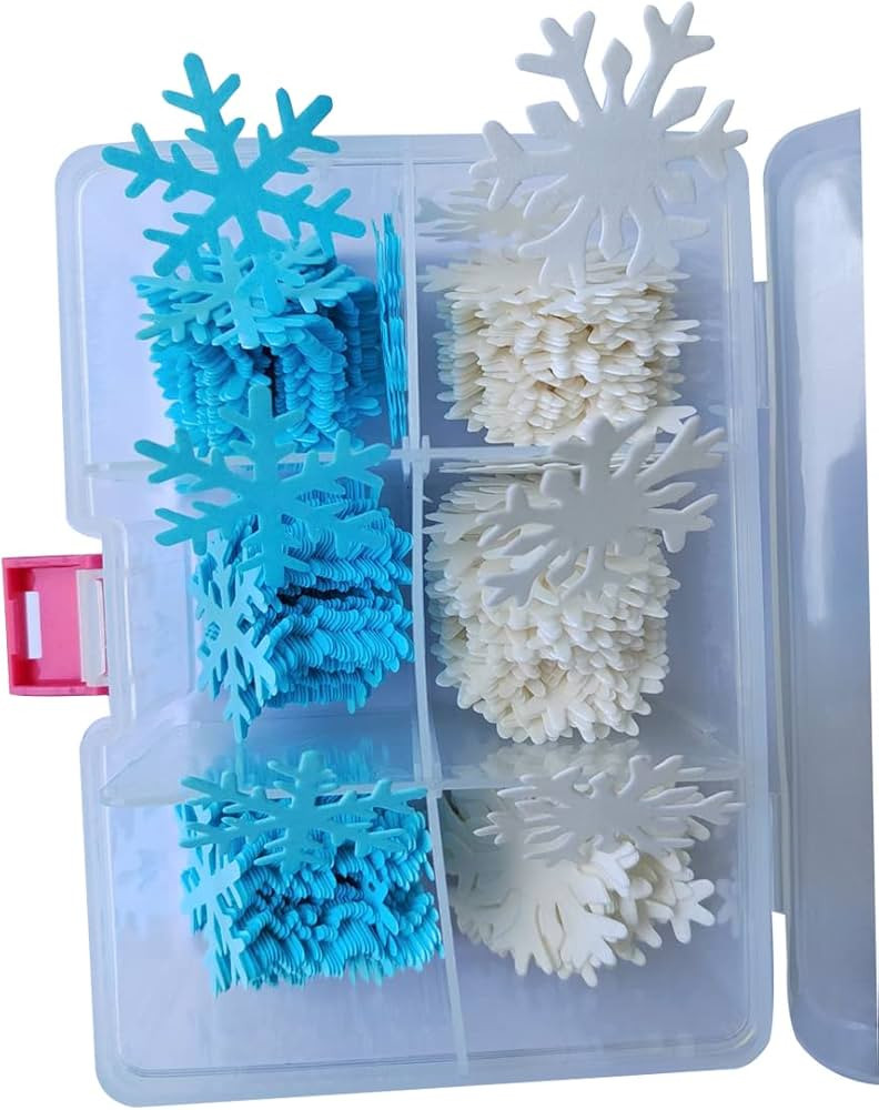 50Pcs Edible Cake Cupcake Toppers Snowflakes Christmas Winter Party Decoration White and Blue | Amazon (US)