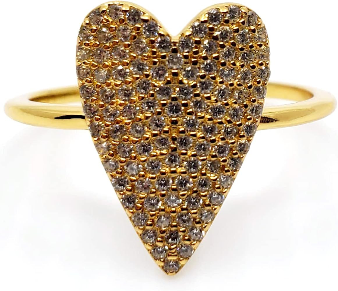 925-Sterling-Silver VALENTINE Ring for Women - 18K Gold Plated, Heart, Promise, Valentine Gift, T... | Amazon (US)