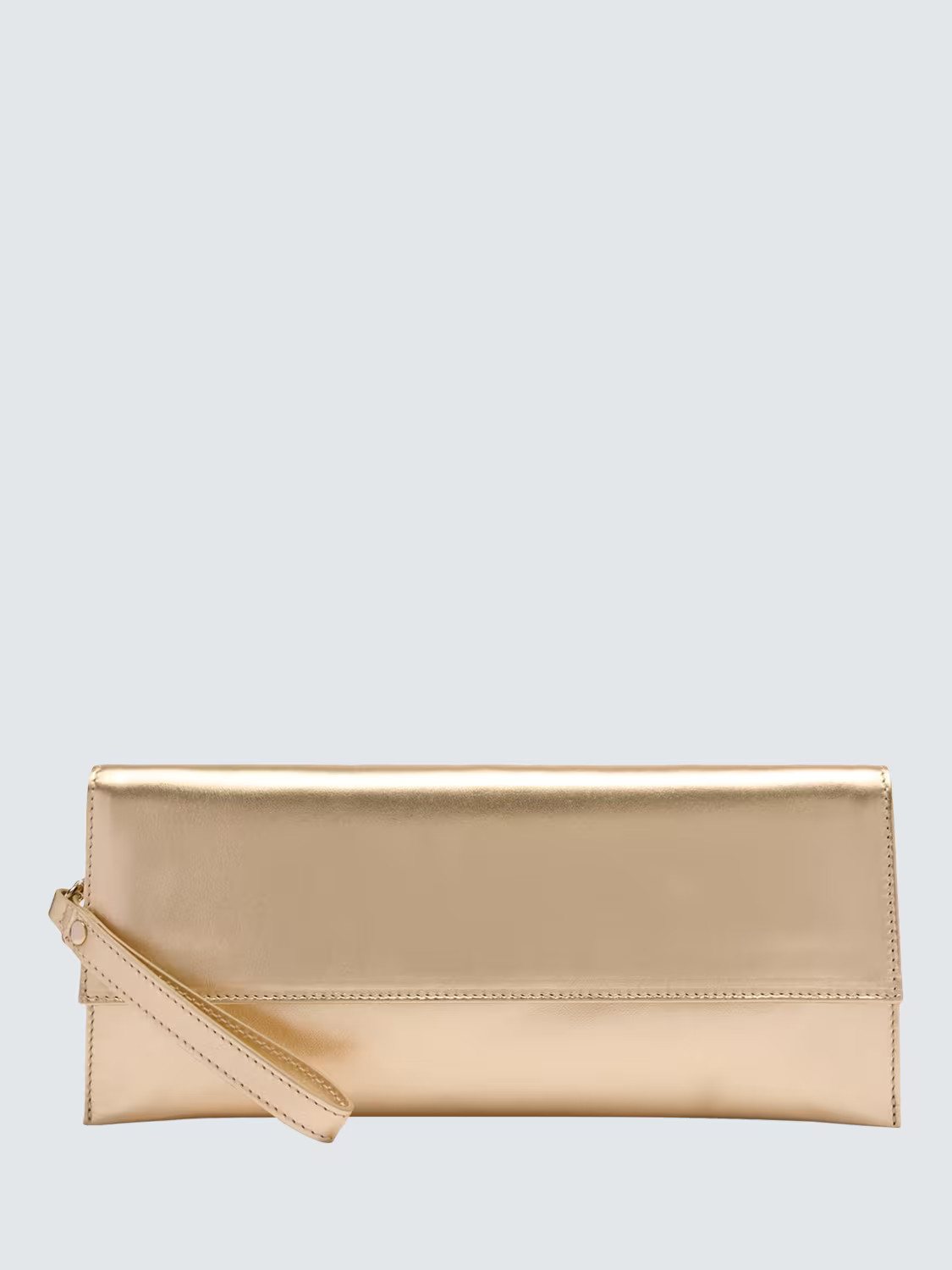 Russell & Bromley Melrose Leather Streamlined Foldover Clutch Bag, Gold | John Lewis (UK)