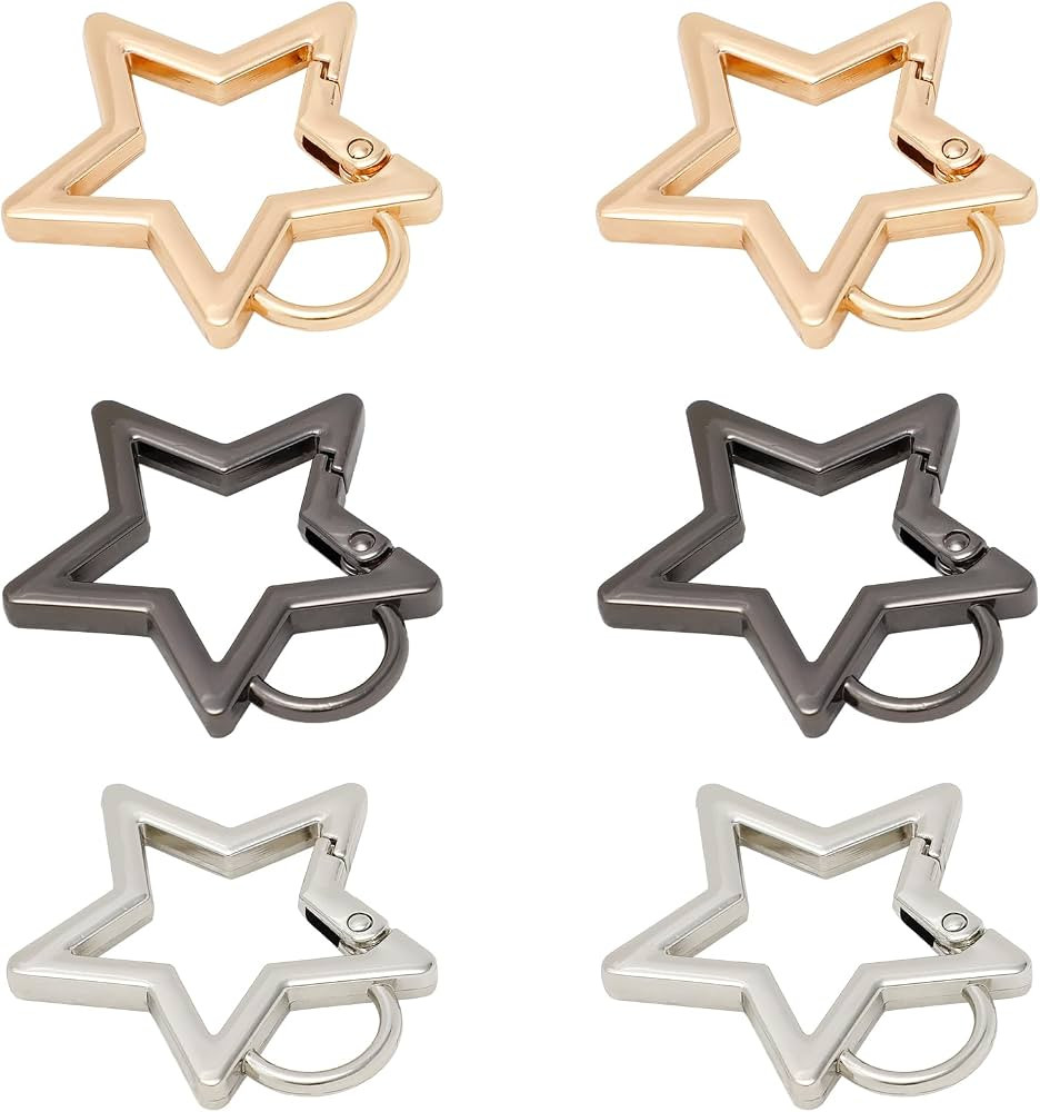 6Pcs Stars Carabiner, Zinc Alloy Star-Shaped Carabiner Keychain, Heavy Duty Spring Snap Hook Keyr... | Amazon (US)
