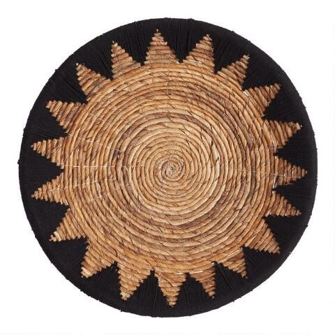 Black and Natural Banana Bark Woven Disc Wall Decor | World Market