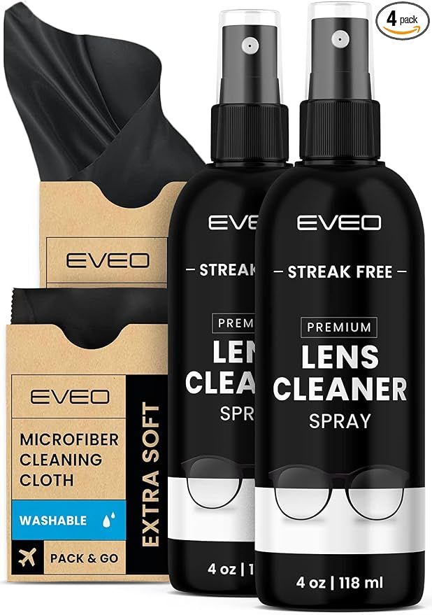 EVEO Eyeglass Cleaner Spray - No Streaks Technology with Microfiber Cleaning Cloth- Glasses Clean... | Amazon (US)