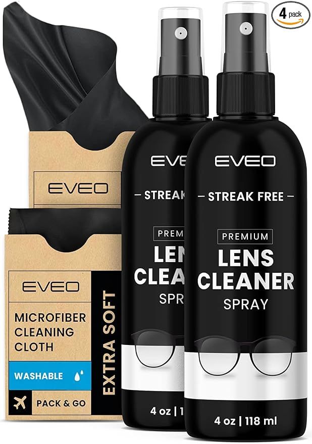 EVEO Eyeglass Cleaner Spray - No Streaks Technology with Microfiber Cleaning Cloth- Glasses Clean... | Amazon (US)