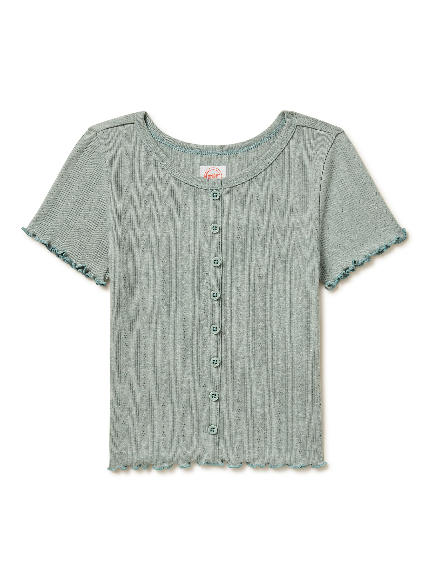 Wonder Nation Girls Short Sleeve Ribbed Top, Sizes 4-18 & Plus | Walmart (US)