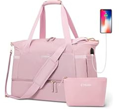 Gym Bag for Women, Sports Travel Duffel Bag with USB Charging Port, Weekender Overnight Bag with ... | Amazon (US)