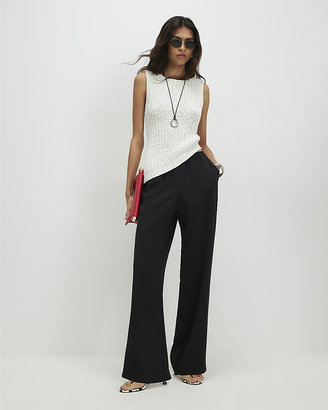 Black Crepe Wide Leg Trousers | River Island UK & IE