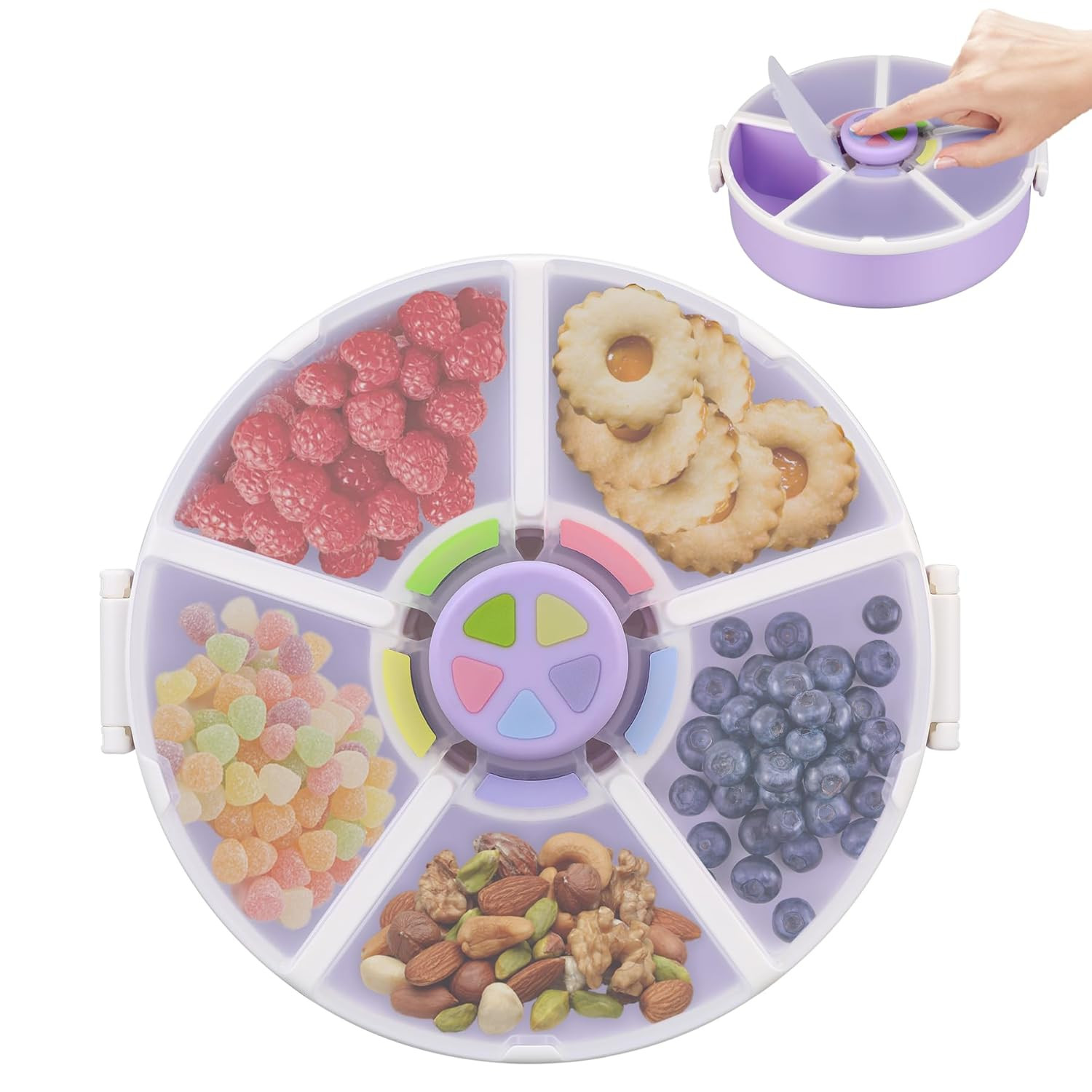 Snack Rotator Container Reusable Snack Box with 5 Compartment Dispenser and Lid, Color Matching O... | Amazon (US)