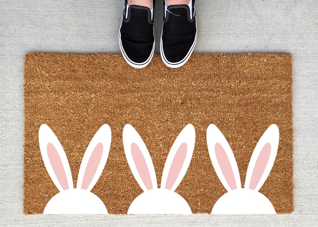 Easter Bunny Welcome doormat, Easter Doormat, Jesus, spring decor, personalized doormat, funny do... | Etsy (US)