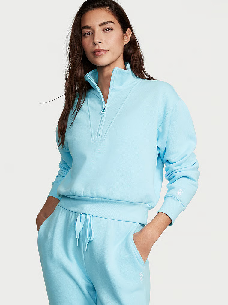 Cotton Fleece Half-Zip Mock-Neck | Victoria's Secret (US / CA )
