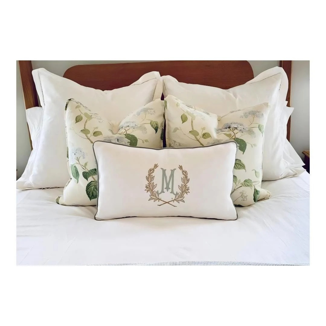 Large Monogram Pillow Cover-embroidered Pillow-personalized Pillow-large Lumbar Pillow--farmhouse... | Etsy (US)