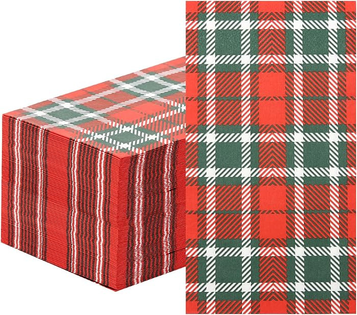 Tamone 100PCS 3-Ply Christmas Napkins Red Lattice - Red Napkins Disposable - Premium Quality Dinn... | Amazon (US)