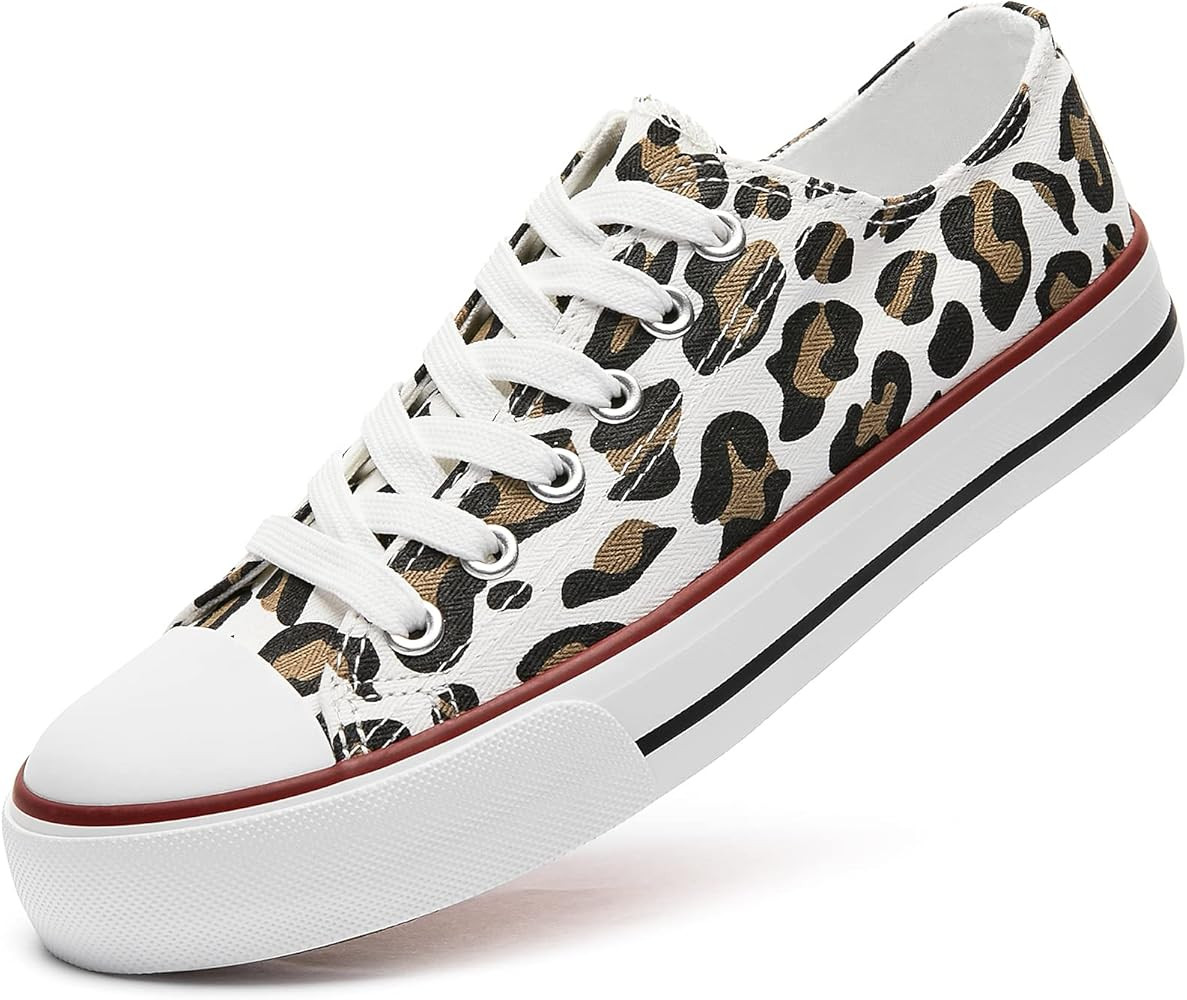 Womens Canvas Sneakers Low Top Lace Up Canvas Shoes Fashion Comfortable | Amazon (US)