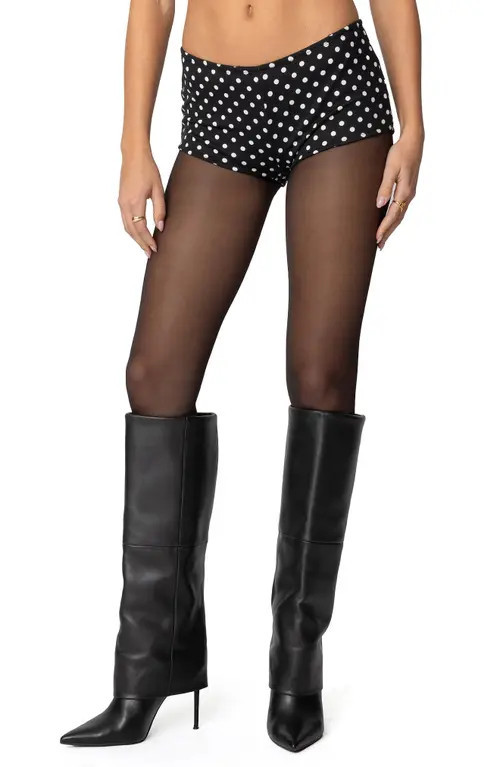 EDIKTED Maxene Polka Dot Micro Shorts in Black-And-White at Nordstrom, Size Small | Nordstrom