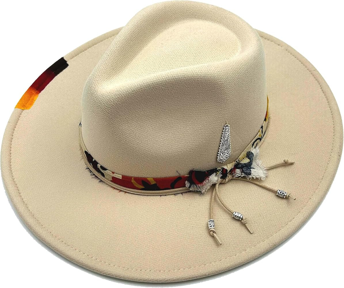 Classic Wide Brim Fedora Hat for Women Man Floppy Panama Hat Western Felt Outdoor Hat with Band S... | Amazon (US)