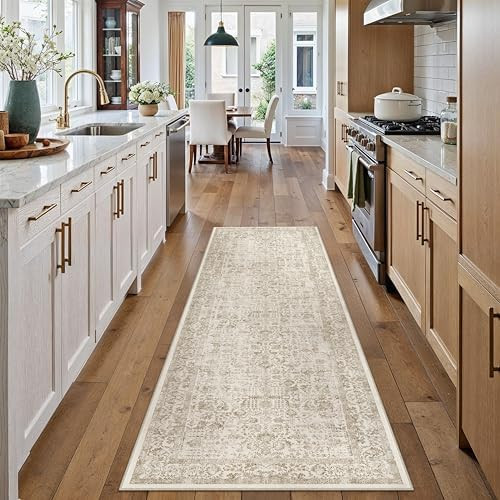 Light Brown Runner Rug 2x6 Hallway Machine Washable Kitchen Vintage Distressed Non Slip Long Carp... | Amazon (US)