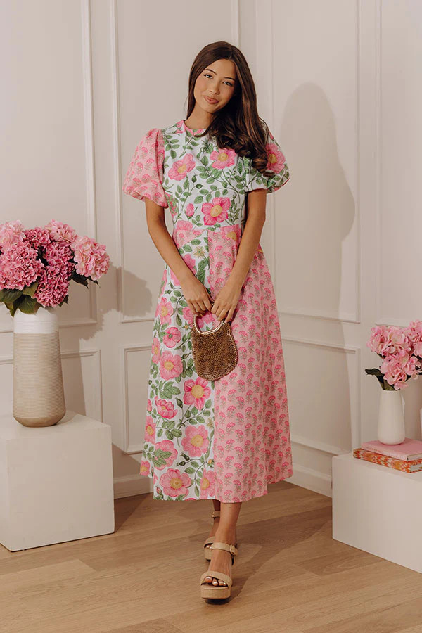 Garden Party Moment Floral Midi Dress | Impressions Online Boutique