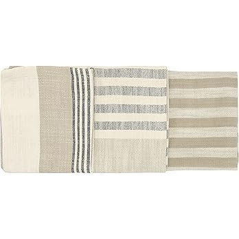 Creative Co-Op Tan & Grey Striped Cotton Tea Towels (Set of 3 Pieces) | Amazon (US)