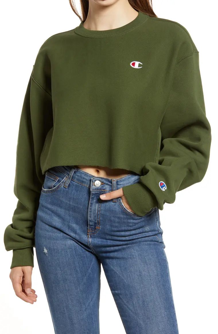 Crop Reverse Weave Sweatshirt | Nordstrom