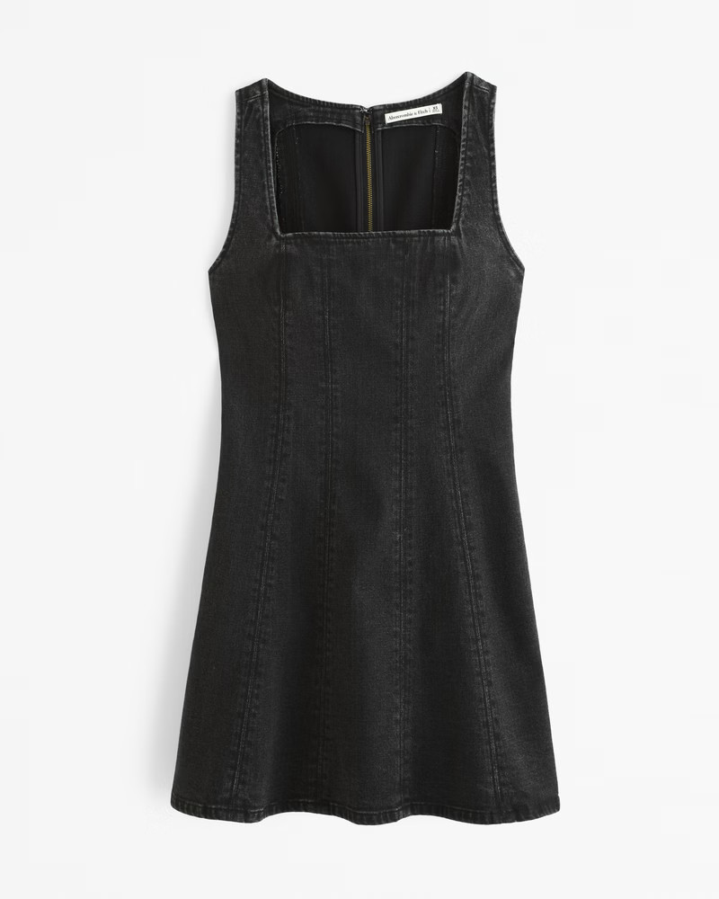 Women's Squareneck Denim Mini Dress | Women's Dresses & Jumpsuits | Abercrombie.com | Abercrombie & Fitch (US)