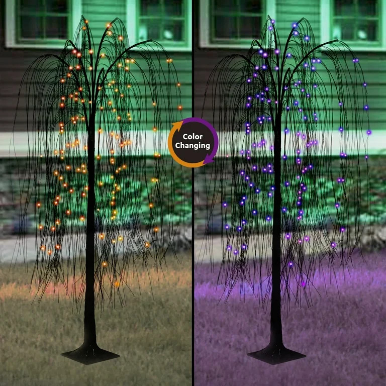 Orange and Purple Willow Tree, 48in, Color Changing LEDs, 8-Function Battery-Operated, Halloween ... | Walmart (US)