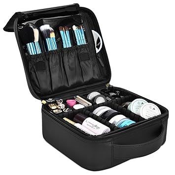 NiceEbag Travel Makeup Bag Large Cute Cosmetic Bag for Women Leather Makeup Case Professional... | Amazon (US)