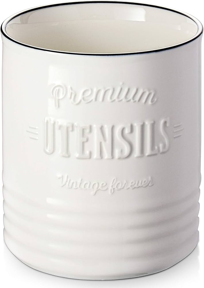 DOWAN Kitchen Utensil Holder, 7.2″ Extra-Large Ceramic Stable Utensil Caddy, Rustic Cooking Ute... | Amazon (US)
