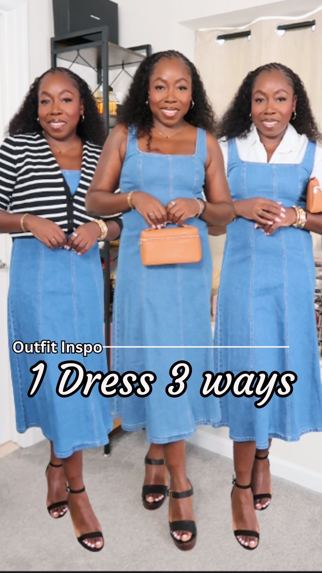 Spring outfit ideas just got easier! I’m showing you how to style a denim dress for multiple vibes. 
Whether you’re heading to brunch, running errands, or planning a cute day out, these spring outfit ideas will help you get more wear out of your wardrobe. 

#LTKgrwm #LTKMidsize #LTKootd
