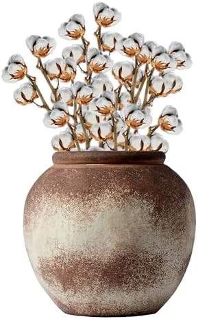 UPWOIGH Brown Circular Rustic Ceramic Flower Vase, 6.5''x7.08'' Wabi-Sabi Terracotta Vases, Vinta... | Amazon (US)