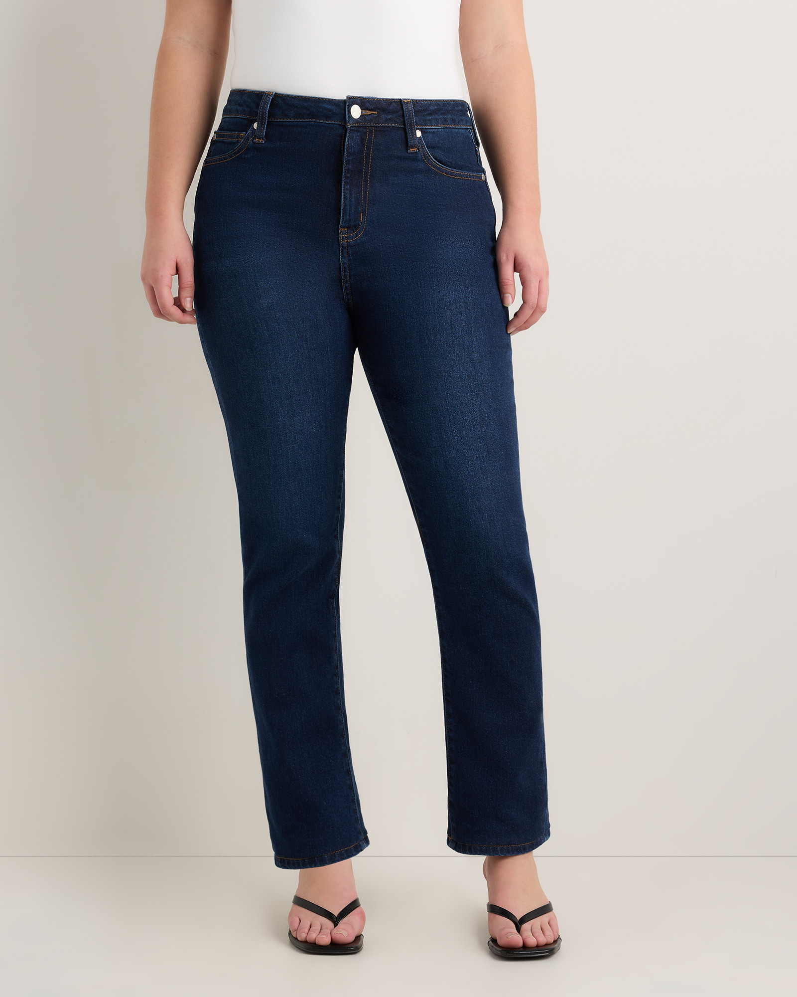 Quince | Women's Curvy Bella Stretch Straight Jeans in Midnight Blue, Size 25, Organic Cotton | Quince