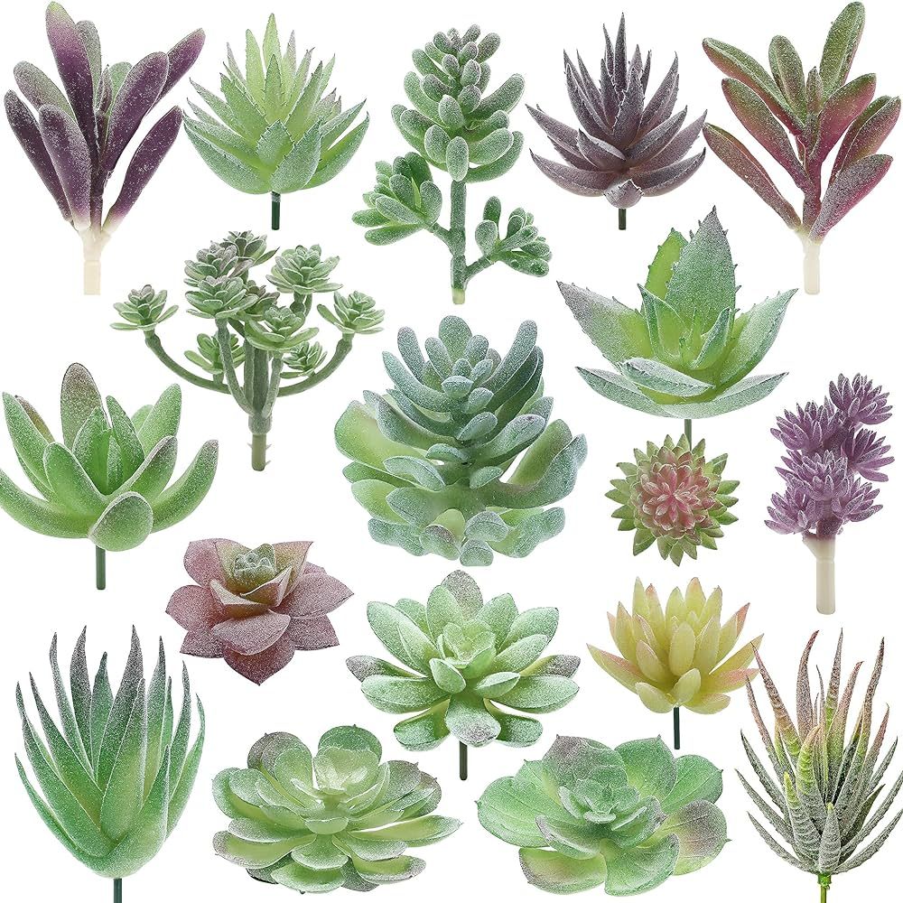 Artificial Succulent Plants - 18 Pack - Premium Fake Plants - Double Flocked Succulents - Realist... | Amazon (US)