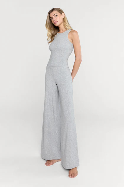365 SCULPTING LOUNGE WRAP WAIST WIDE LEG TROUSERS - GREY MARL | TALA (UK)