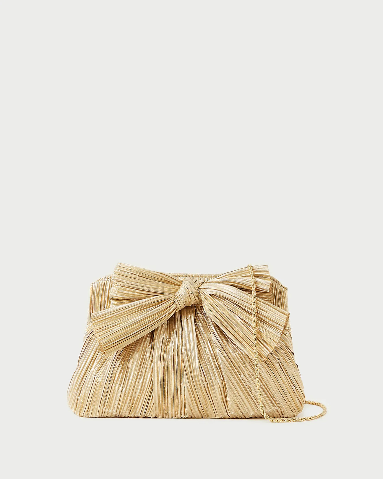Rayne Champagne Bow Clutch | Loeffler Randall