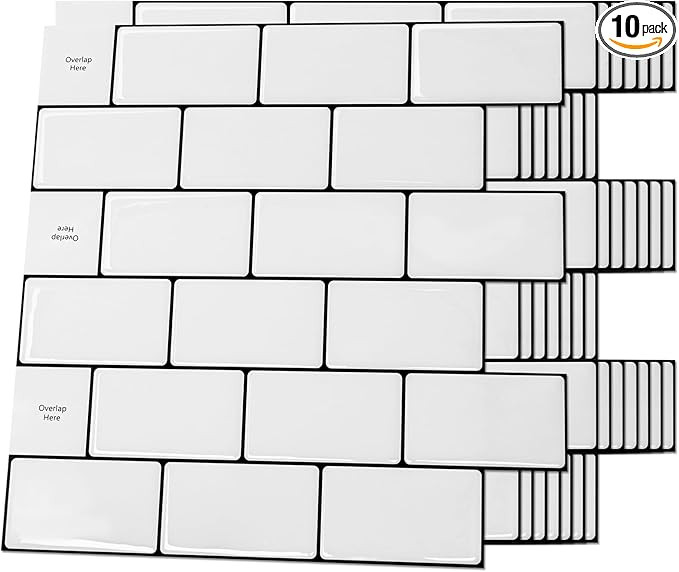 Art3d Backsplash Tile for Kitchen Peel and Stick, 10-Sheet Stick on Subway Tiles for Kitchem, Bat... | Amazon (US)