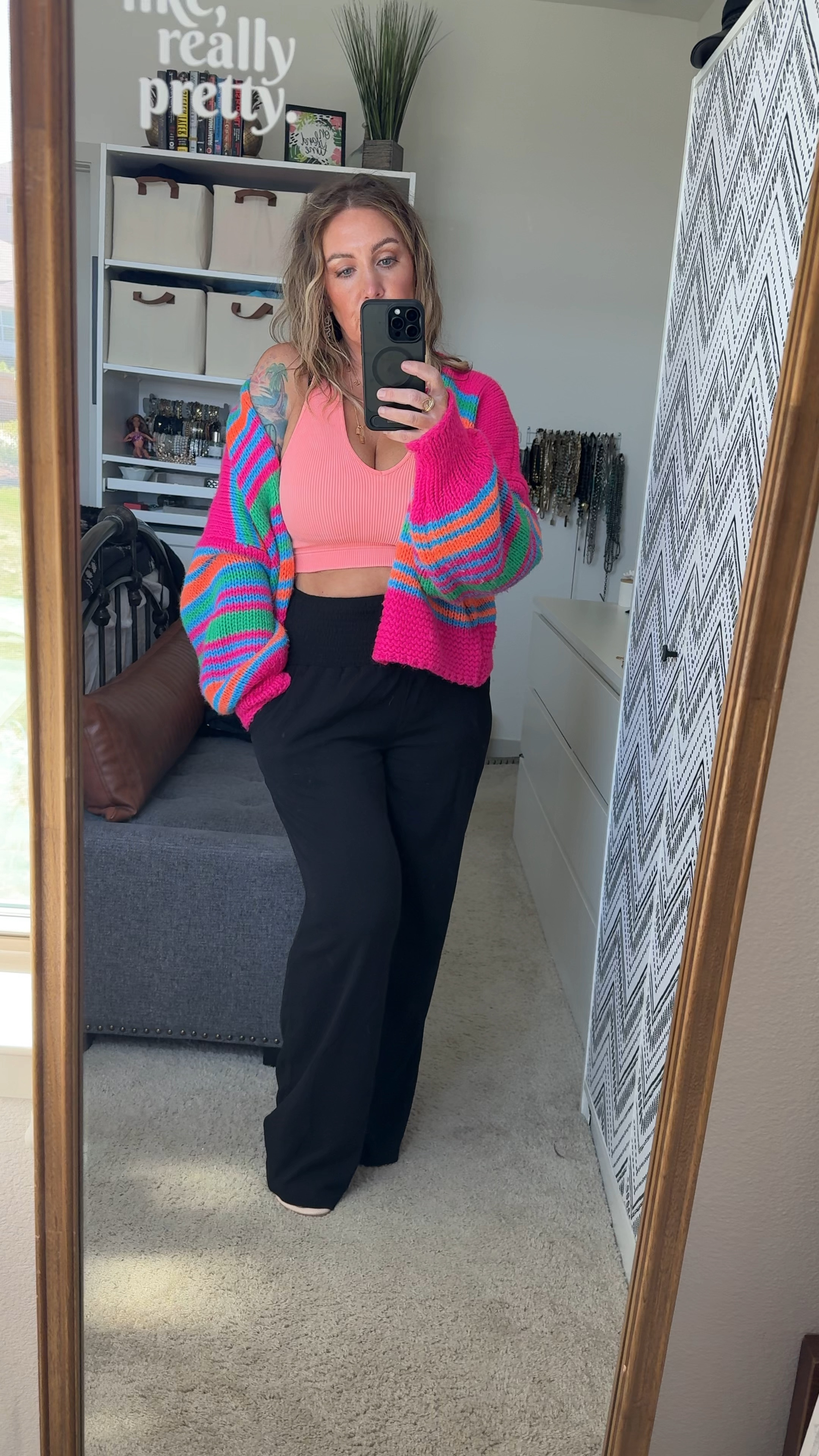 These awesome pants styled a little different! Casual and cozy! Linked them but sold out, also linked similar! Check your local Walmart, No Boundaries Juniors Wide Leg Smocked Waist pants. Sweater is from Sand and Charcoal! 

#LTKfindsunder50 #LTKover40 #LTKstyletip