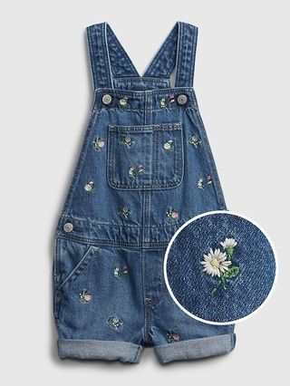 Toddler Embroidered Floral Shortall with Washwell™ | Gap (US)