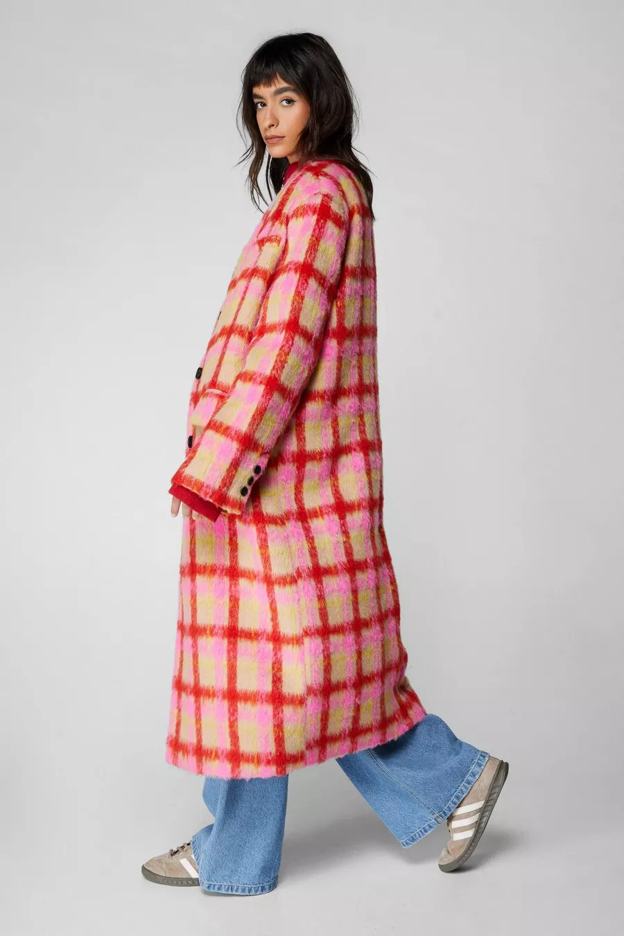 Premium Neon Plaid Tailored Duster Coat | Nasty Gal US